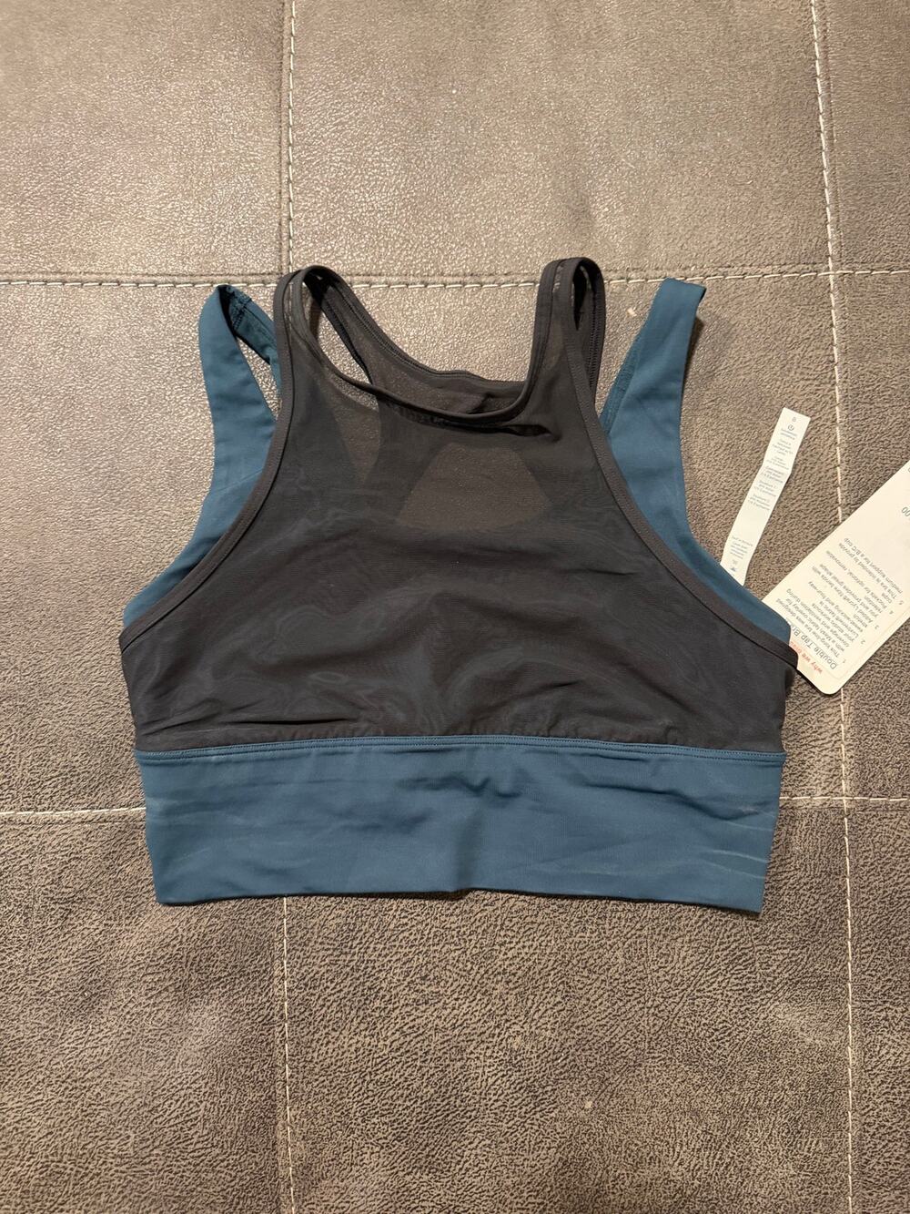 NWT Lululemon Double Tap Bra II Longline Mesh - Submarine Black Size 8
